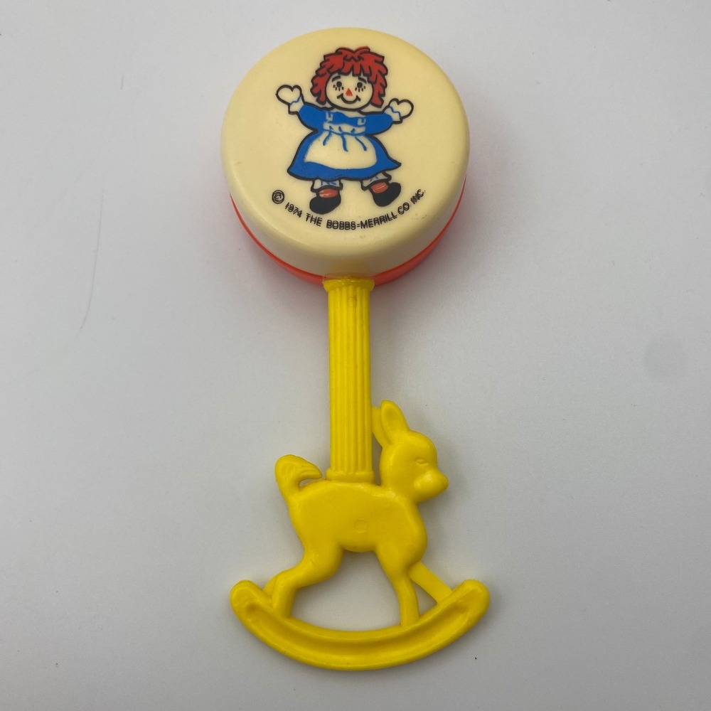 Vintage 1974 Raggedy Ann Baby Rattle Rocking Horse Handle‎ Bobbs-Merrill Co Toy